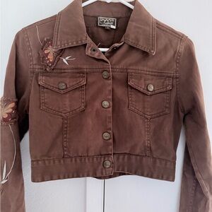 Brown Embroidered Women's Jacket